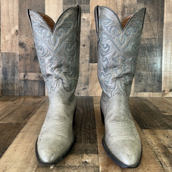 Lucchese Classics L612624 Gray Full Ostrich Western Cowboy Boots Mens 11 B - Picture 6 of 12